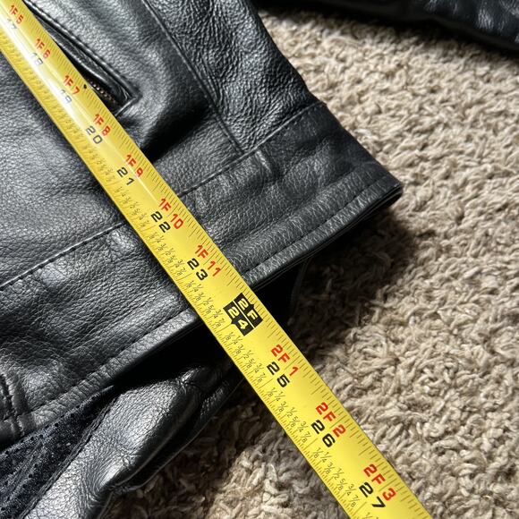 First Jafrum Leather Motorcycle Jacket Mens M Black Heavyweight Lined Vented - Picture 12 of 12